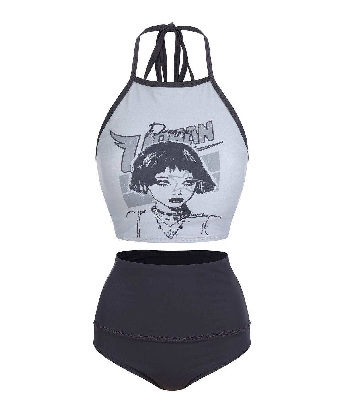라라폭스(LALAFOX) BOBBED HAIR GIRL BIKINI 하이웨스트 비키니 GREY BR2SW002