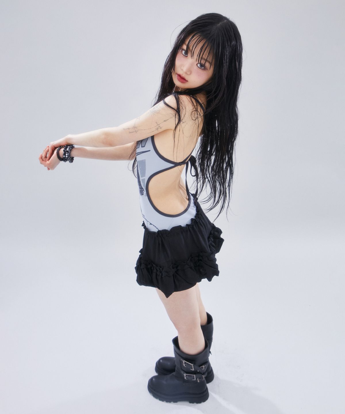 라라폭스(LALAFOX) BOBBED HAIR GIRL SWIMSUIT 원피스 수영복 GREY BR2SW005