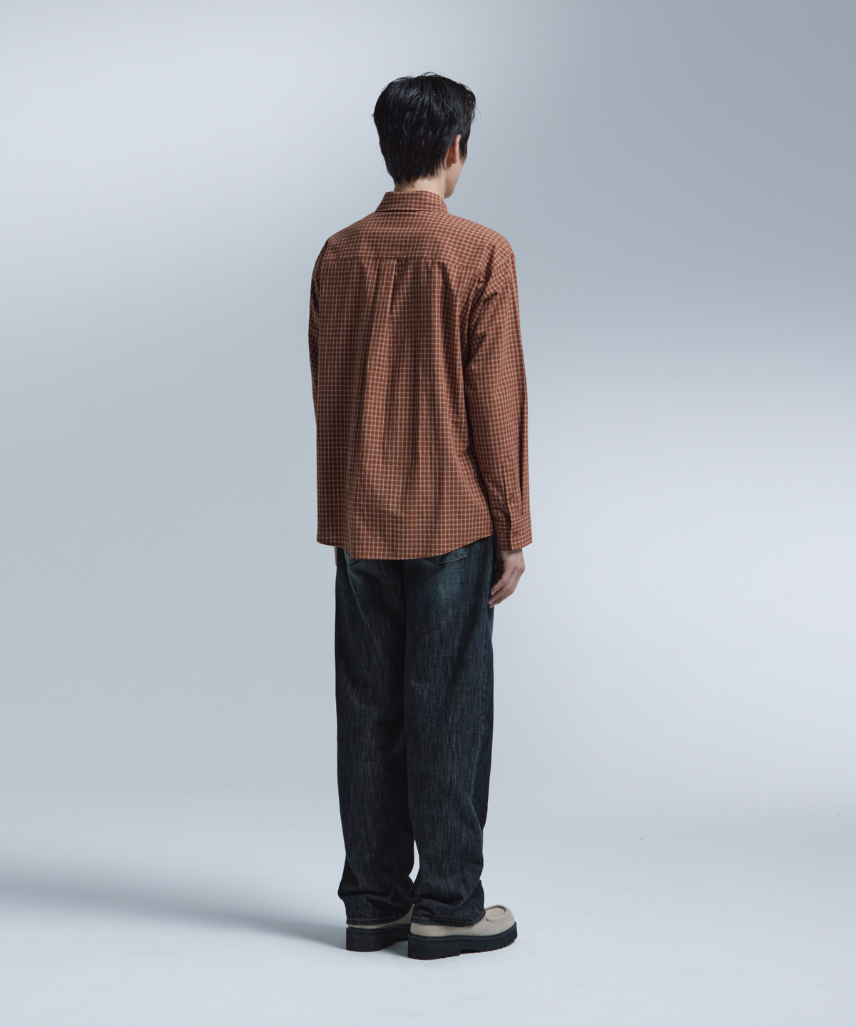 넌블랭크(NONBLANK) 체크 셔츠_BRICK