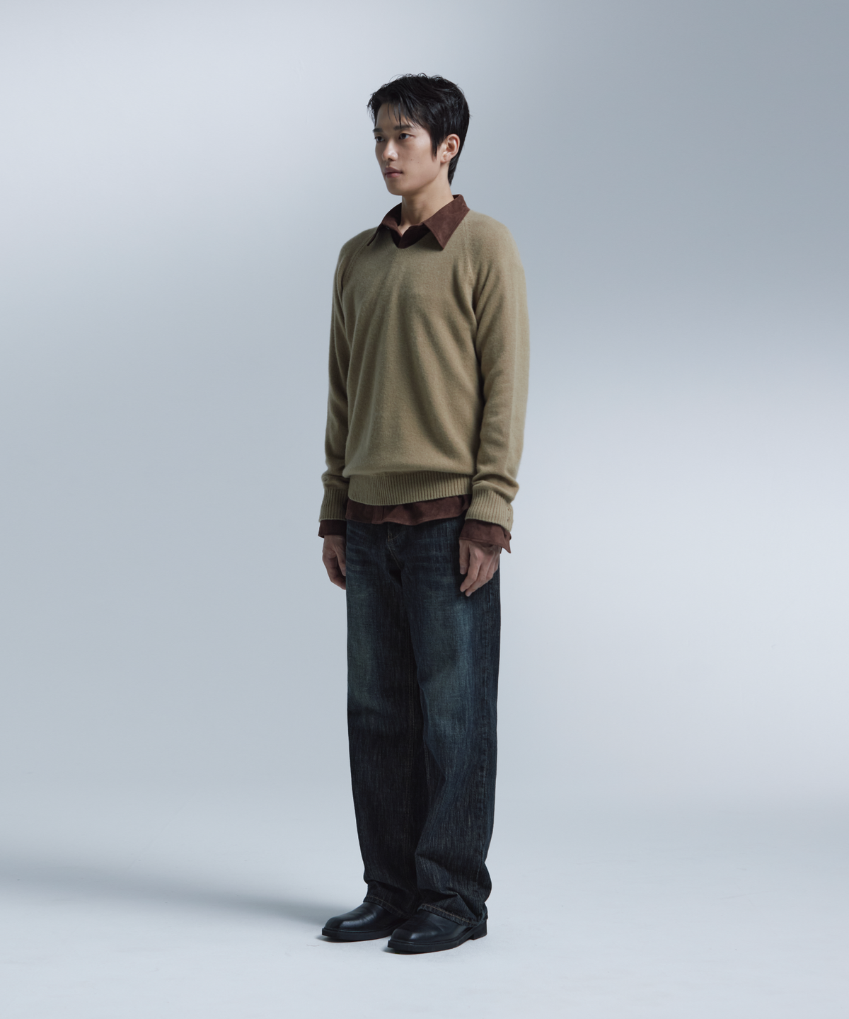 넌블랭크(NONBLANK) 스웨이드 셔츠_BROWN