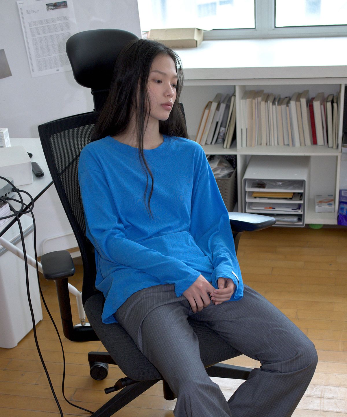 오버듀플레어(OVERDUEFLAIR) SUMMER LONG SLEEVE T-SHIRT_COBALT BLUE