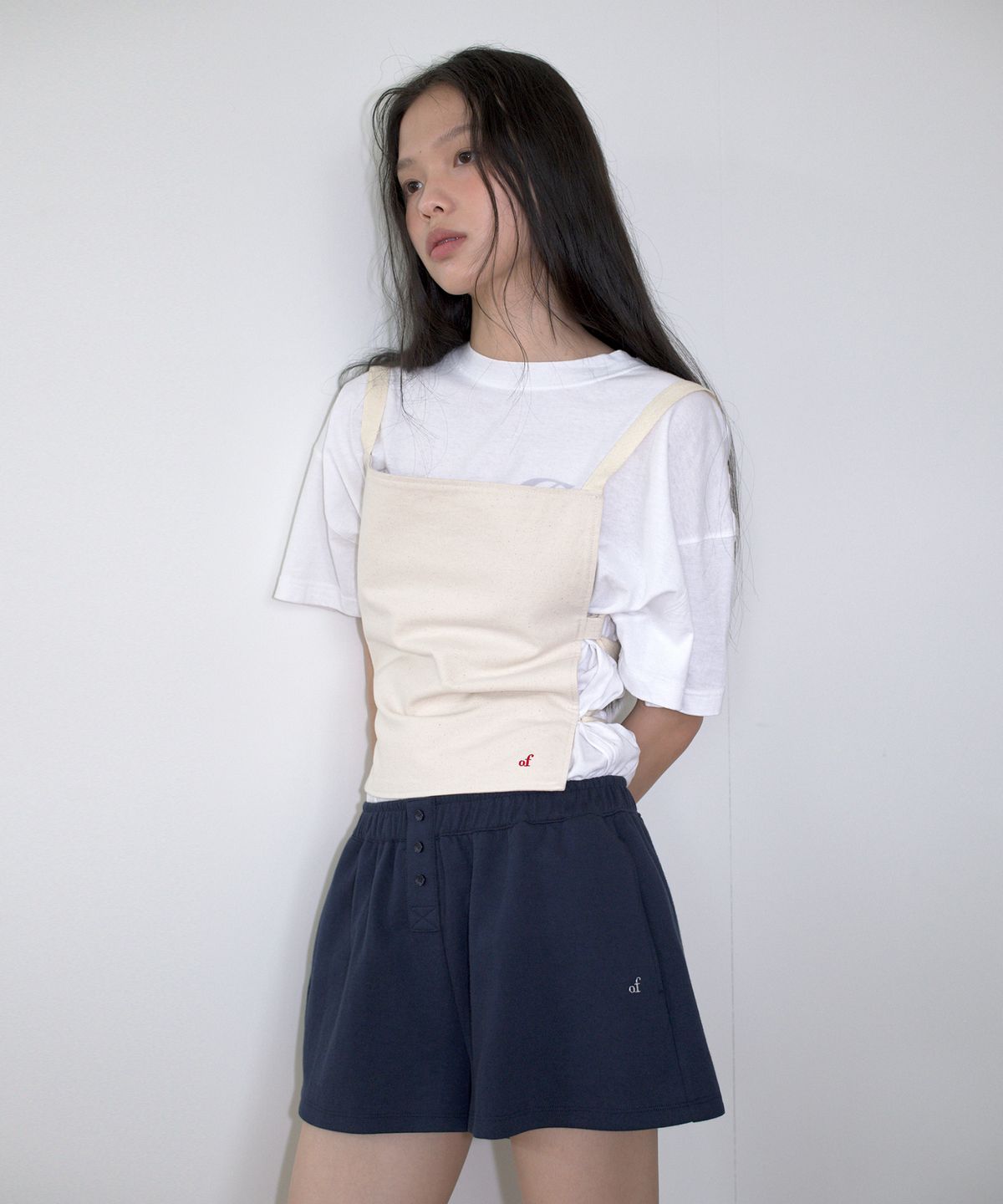 오버듀플레어(OVERDUEFLAIR) BUTTON POINTED SHORTS_NAVY