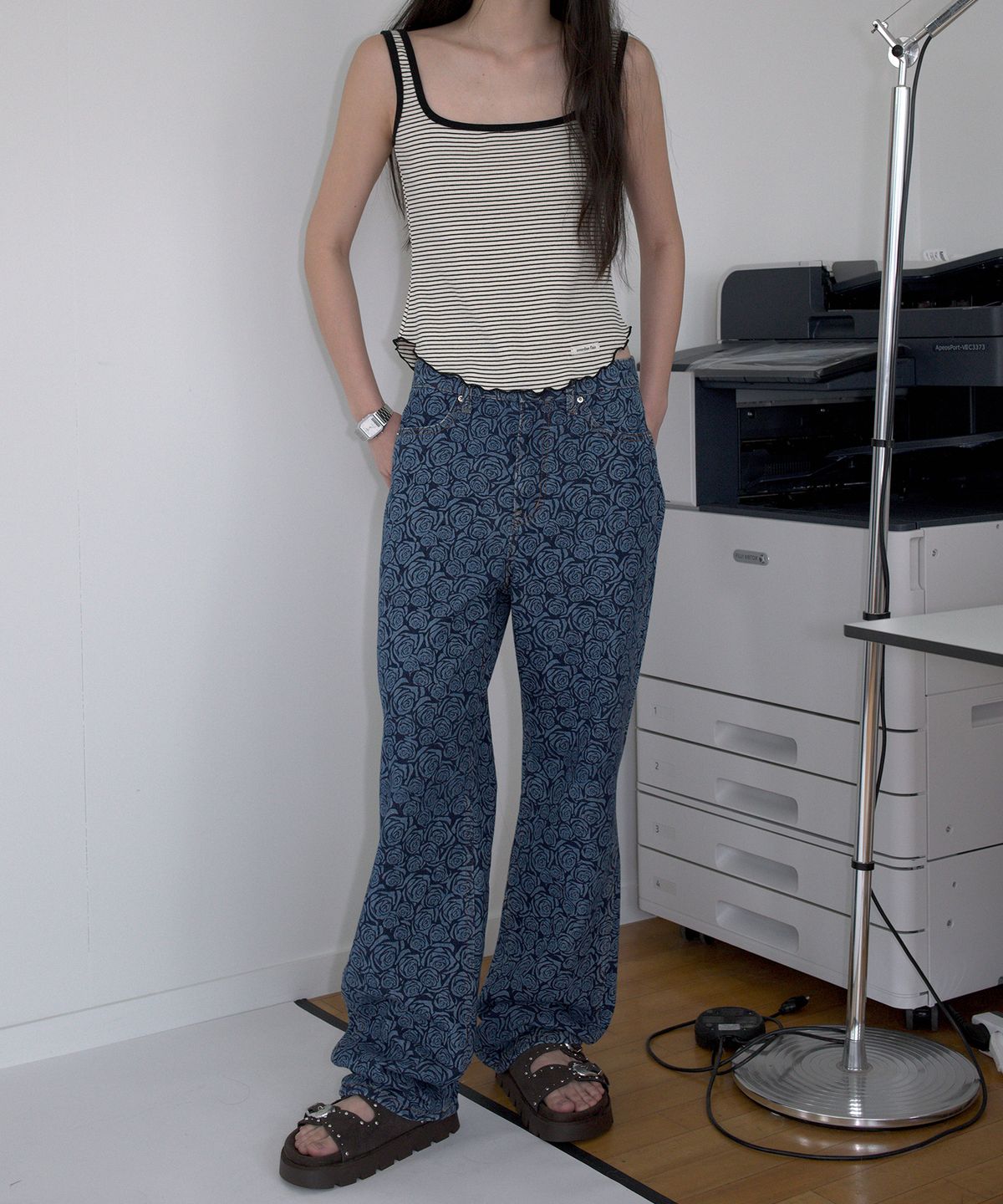 오버듀플레어(OVERDUEFLAIR) ROSE DENIM PANTS_BLUE ROSE