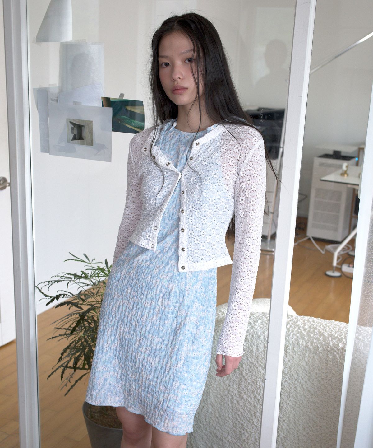 오버듀플레어(OVERDUEFLAIR) LACE SNAP CARDIGAN_WHITE