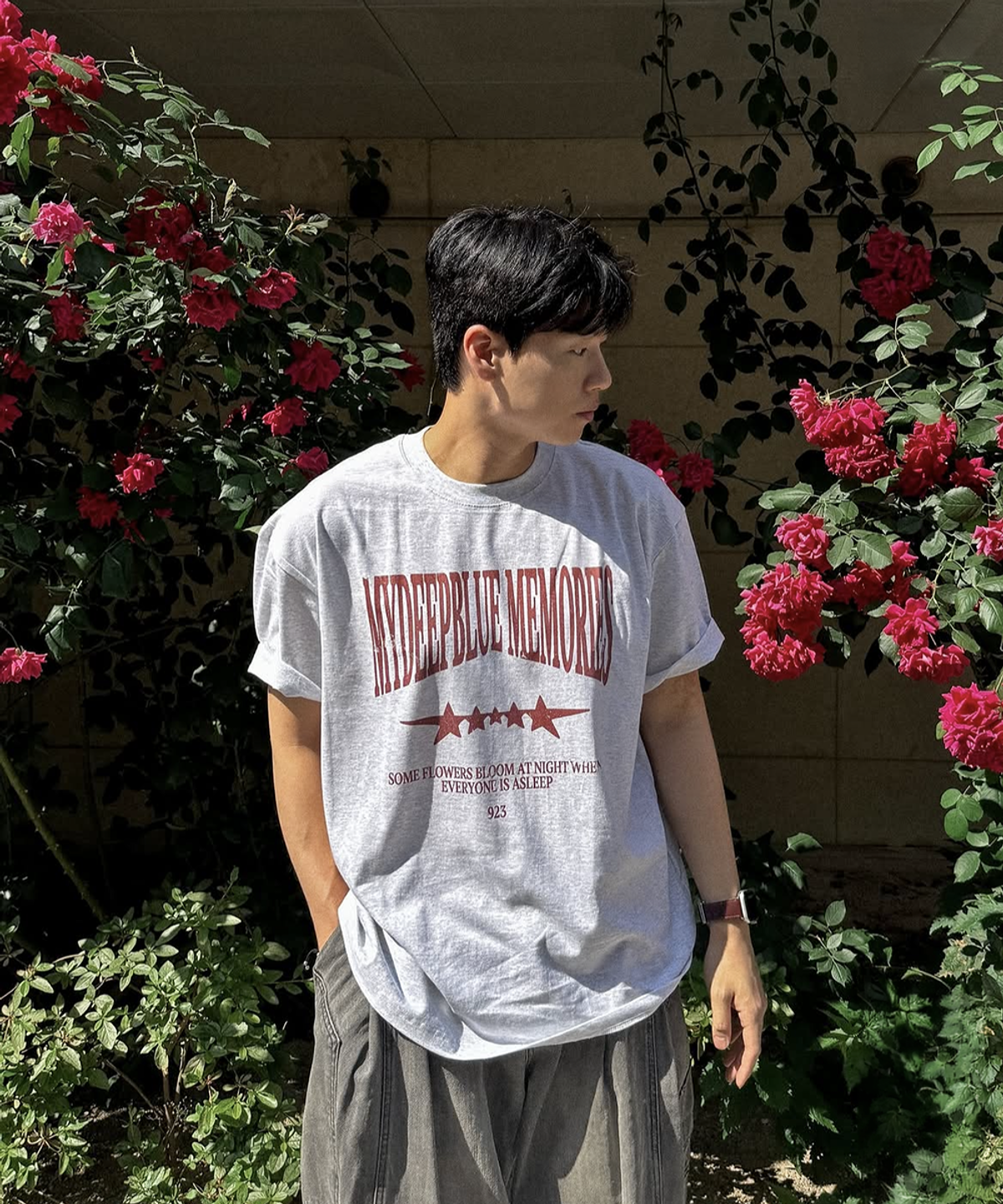 마이딥블루메모리즈(MY DEEP BLUE MEMORIES) MM Vintage Crack T-shirt (light melange)
