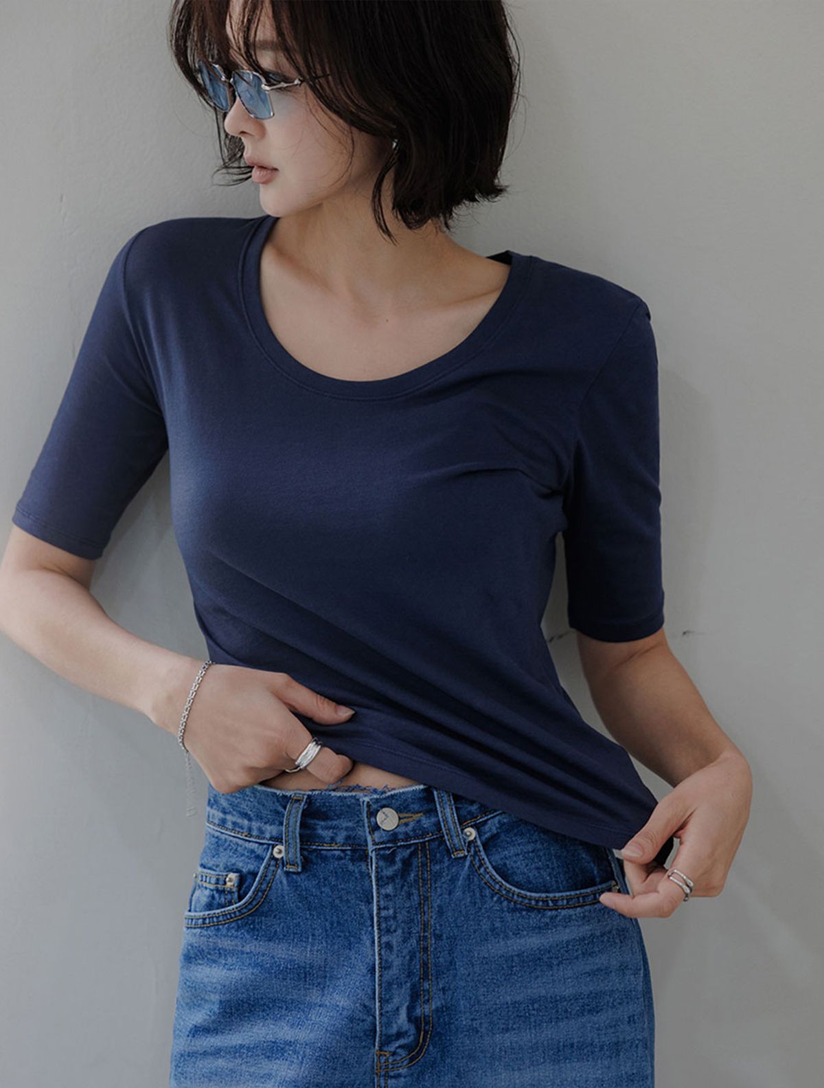 메무아(MEMUA) 레브 유넥 티셔츠(베이지)