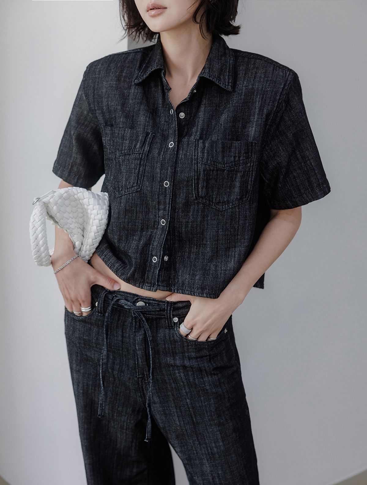 메무아(MEMUA) 해지데님 패드 셔츠자켓(흑청)