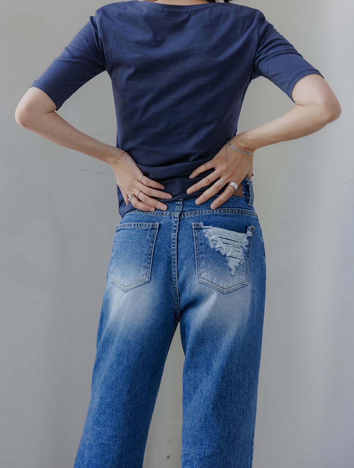 메무아(MEMUA) 컷팅오비 샌드캣워싱 데님