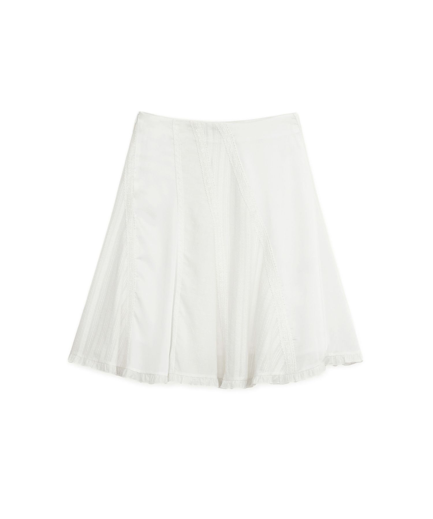 MUSINSA公式 | SUNBURNPROJECT Lace Paneled Midi Skirt, WHITE
