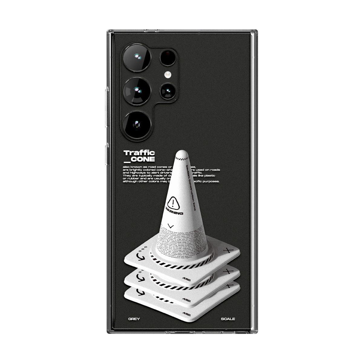 어라운드집(AROUND.ZIP) 그레이스케일 갤럭시 투명 젤리 케이스 공사장 시큐리티보드 소화기 트래픽콘 S24 울트라