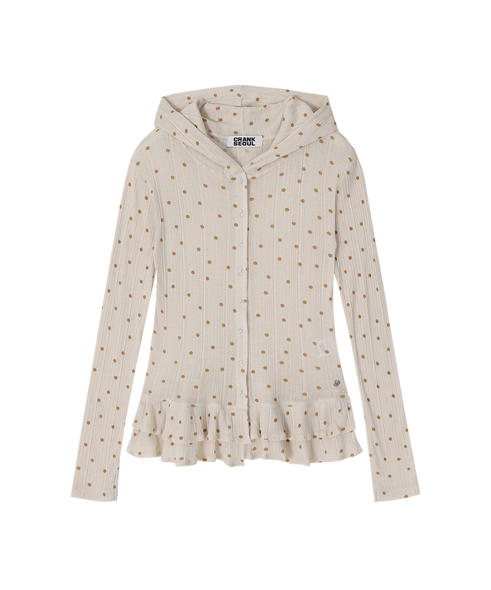 【CRANK】Dot Frill Sheer Hood Cardigan MUSINSA | CRANK Dot Frill Sheer Hood Cardigan_Melange Grey