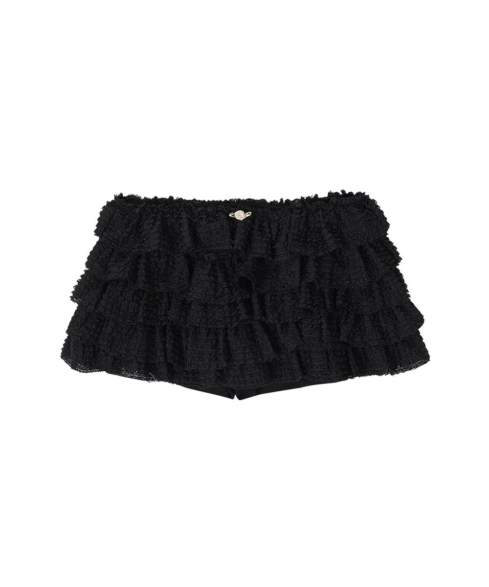 MUSINSA | CRANK Lace Cancan Skirt Pants_Black