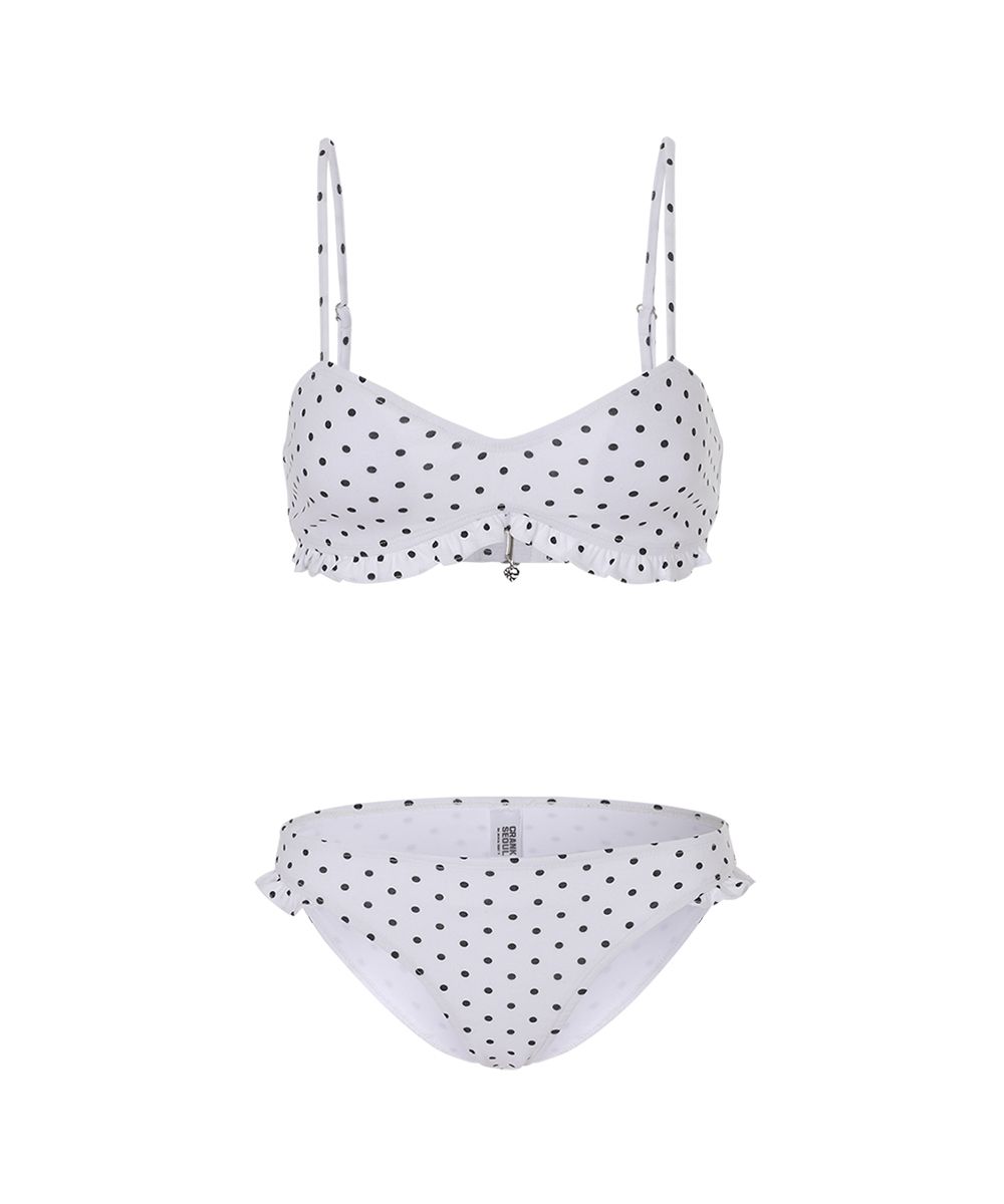 ★CRANK★DOT FRILL BIKINI SET_BLACK★正規品/韓国直送料込 ドットフリルビキニセット_ブラック | CRANK | HANA(ハナ)