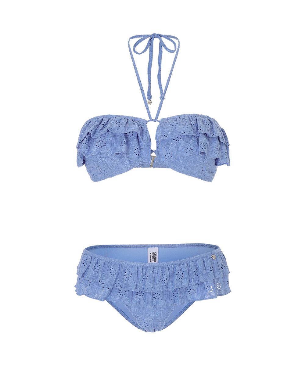 MUSINSA公式 | CRANK Eyelet Frill Bikini Set_Blue
