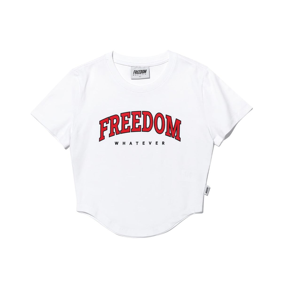 프리덤(FREEDOM) 아치로고 크롭 티셔츠 (화이트)