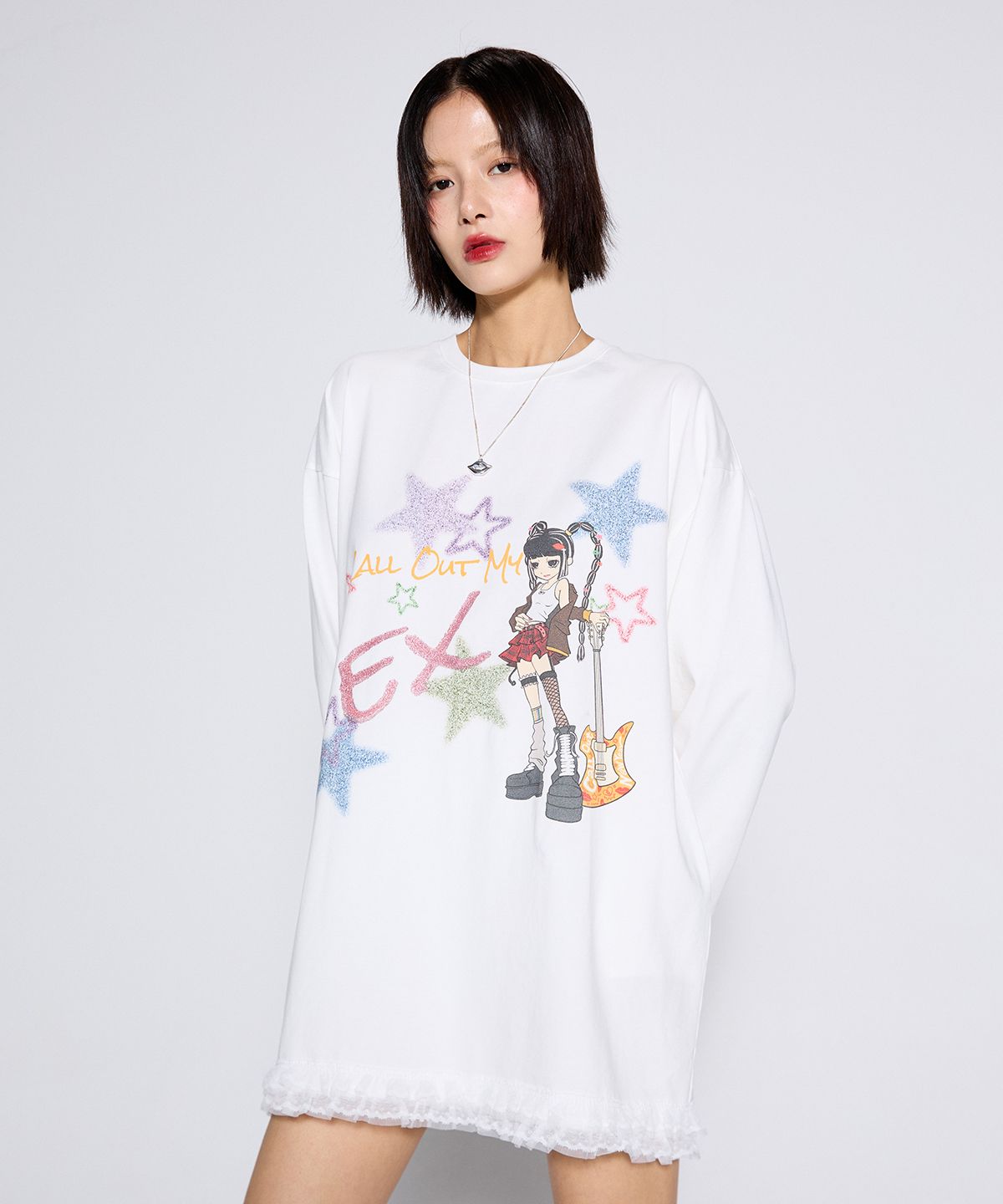 콜아웃뉴이어(CONY) 콜 아웃 마이 엑스 레이스 티/ 화이트