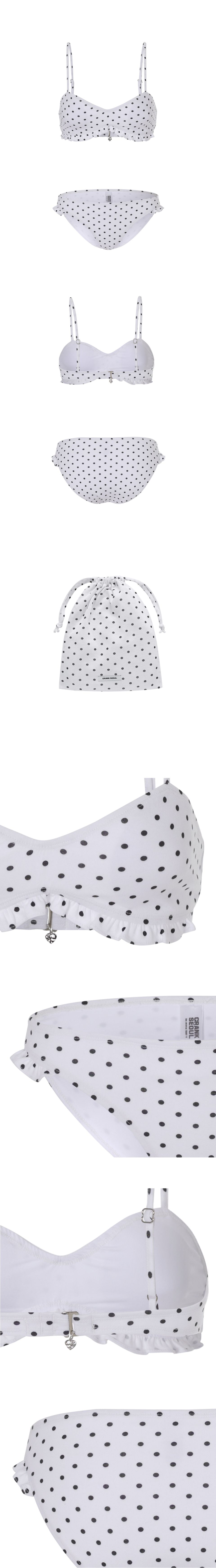 MUSINSA | CRANK Dot Frill Bikini Set_White