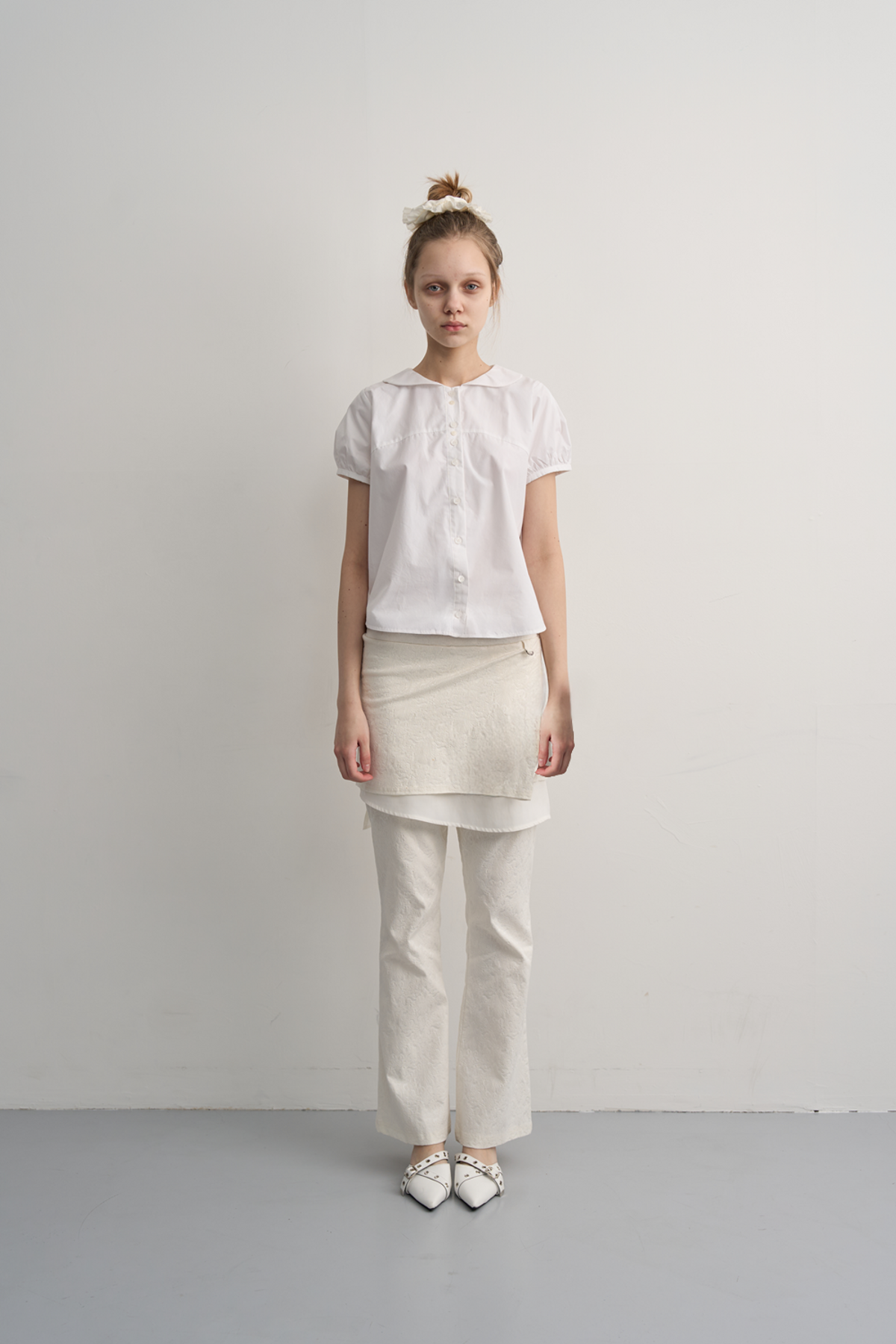 이지킴(EZKIM) LAYERED JAQUARD SKIRT PANTS