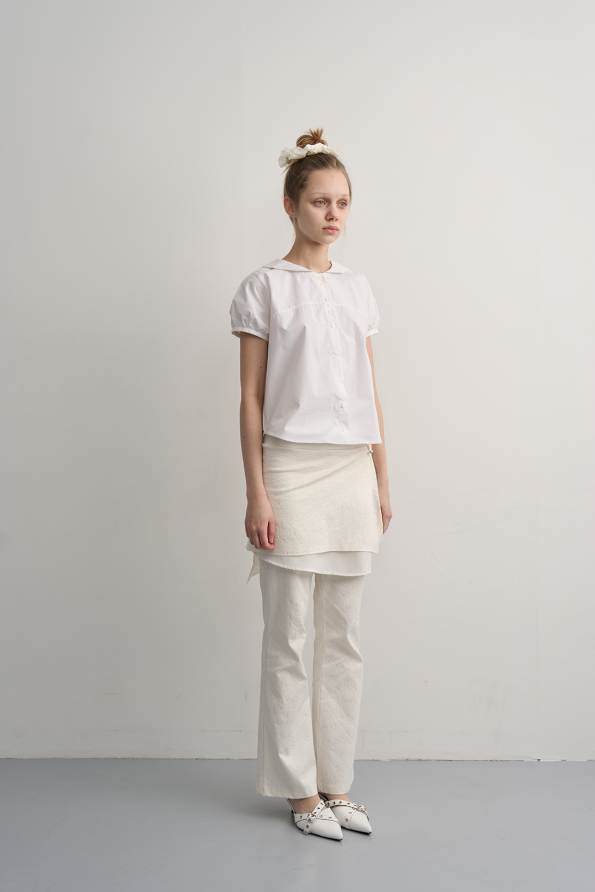 이지킴(EZKIM) LAYERED JAQUARD SKIRT PANTS