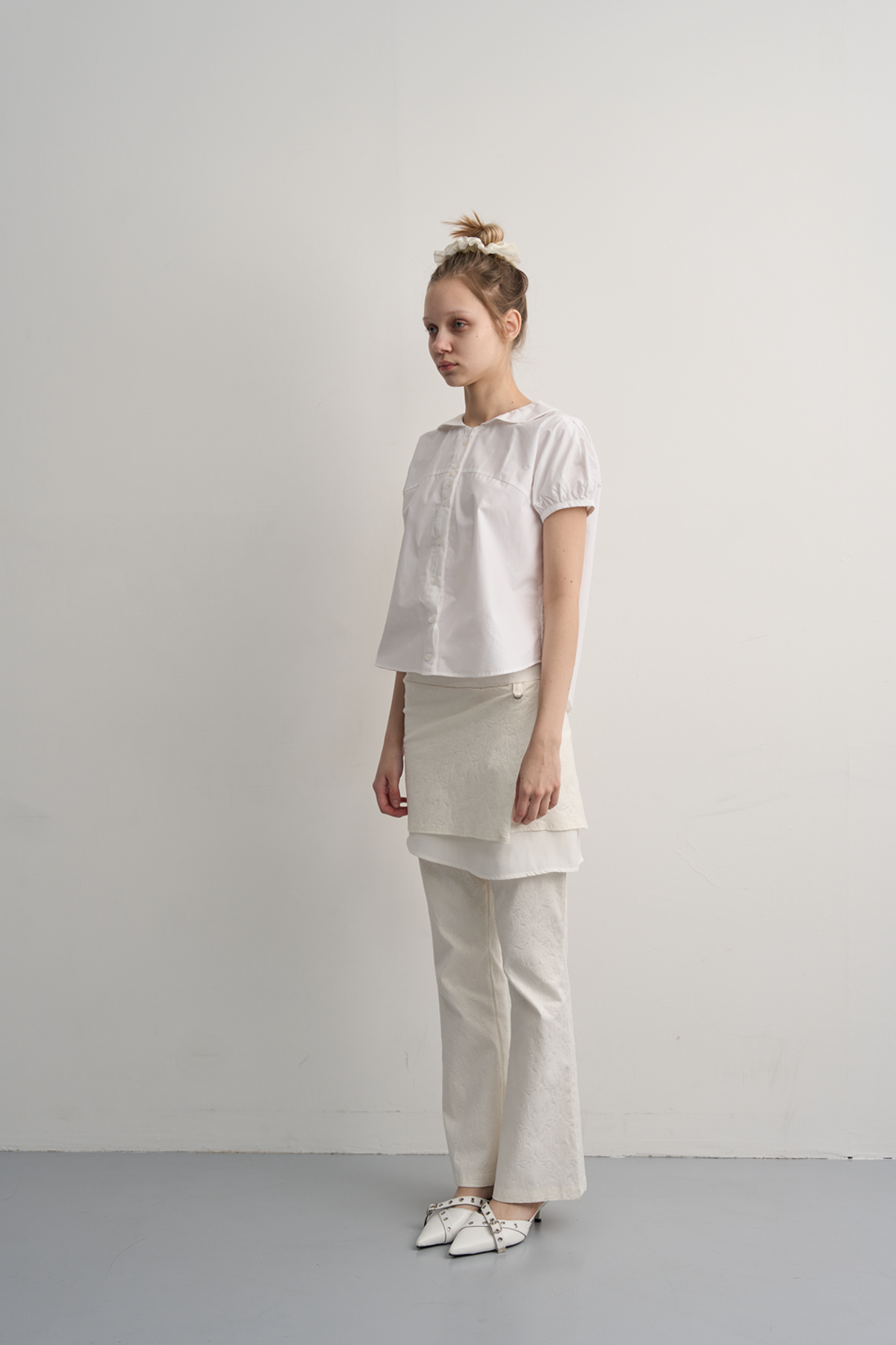 이지킴(EZKIM) LAYERED JAQUARD SKIRT PANTS