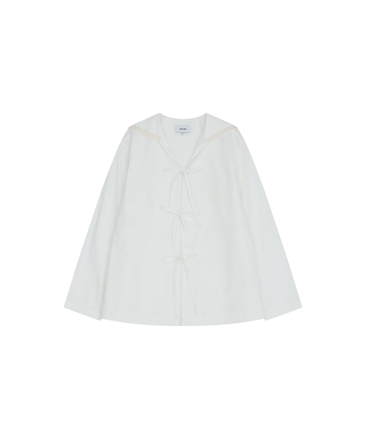 비자비(VIS A VIS) SAILOR COLLAR FRONT TIE SHIRT (WHITE)