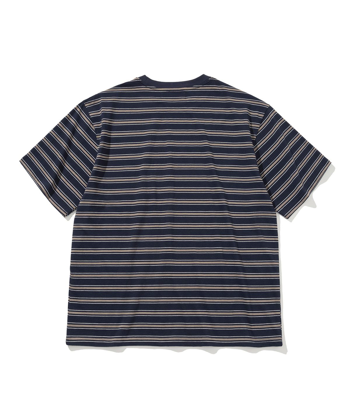 니티드(KNITTED) (UNISEX) 스트라이프 레더 하트 티셔츠 NAVY
