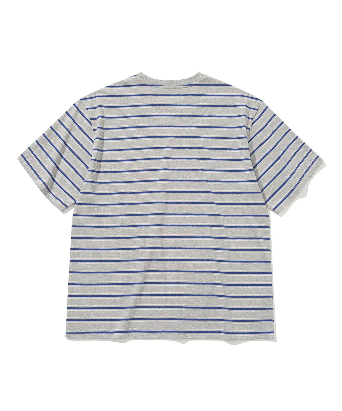 니티드(KNITTED) (UNISEX) 스트라이프 레더 하트 티셔츠 GREY