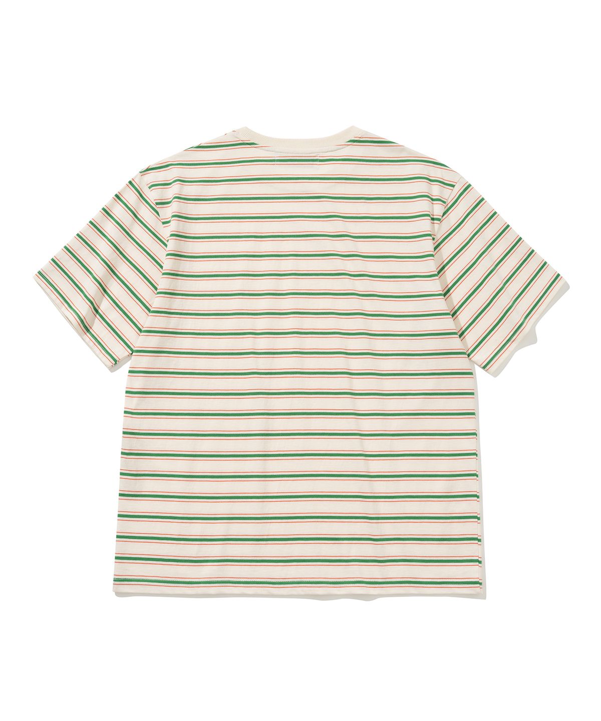 니티드(KNITTED) (UNISEX) 스트라이프 레더 하트 티셔츠 CREAM