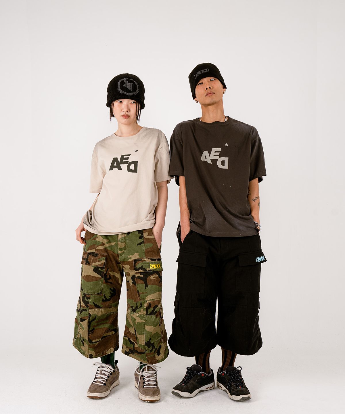 올아이즈다운(ALL EYES DOWN) VINTAGE WASHING AED T-SHRIT (CHARCOAL)