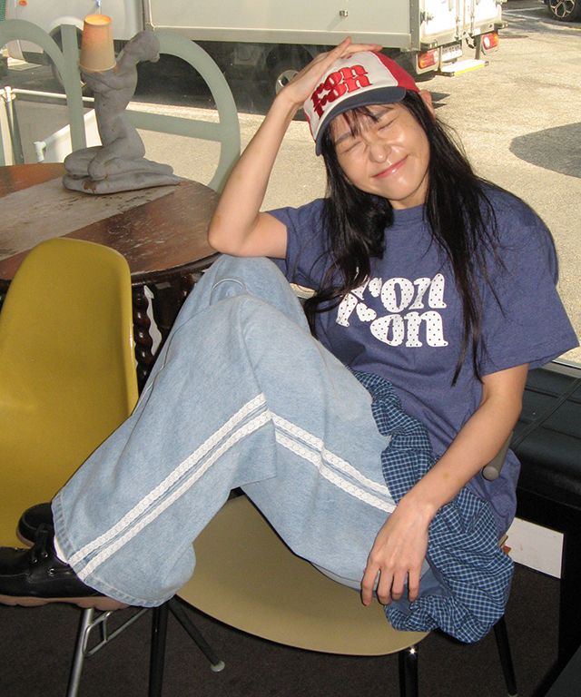 MUSINSA | RONRON DOT LOGO BASIC FIT T SHIRT VINTAGE BLUE