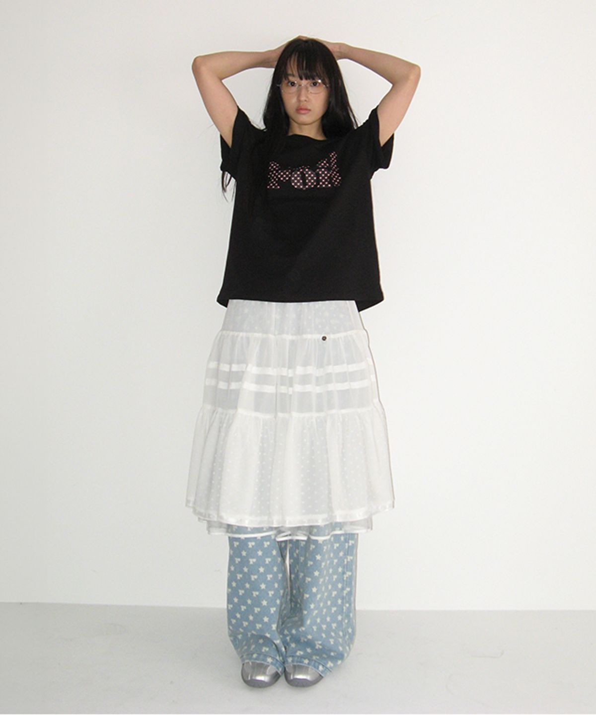 론론(RONRON) HEART LOGO BASIC FIT T SHIRT BLACK