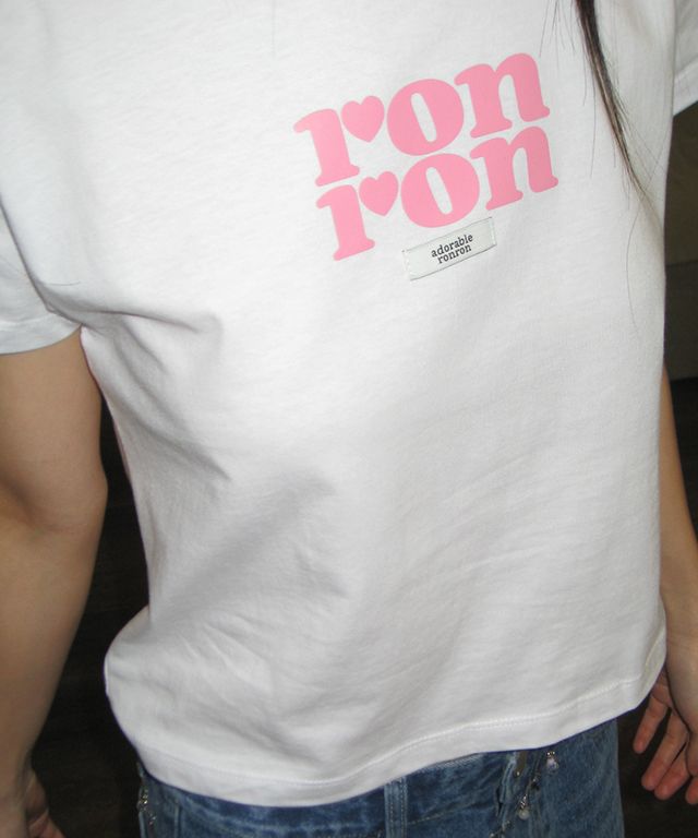 MUSINSA公式 | RONRON LABEL LOGO CROP T SHIRT WHITE PINK
