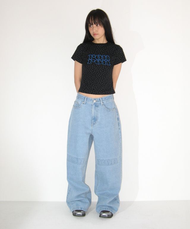 ★RONRON★FLORAL LOGO SLIM CROP T SHIRT★ MUSINSA | RONRON FLORAL LOGO SLIM CROP T SHIRT BLACK