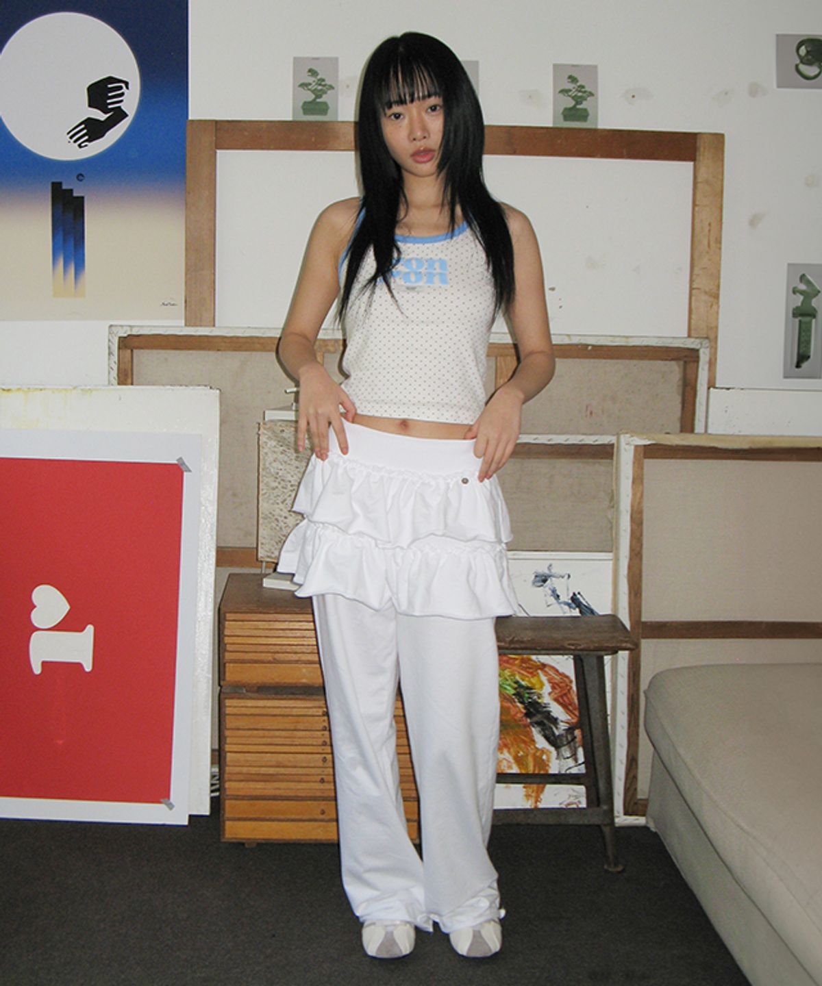 론론(RONRON) CANCAN RUFFLE LAYERED PANTSKIRT WHITE