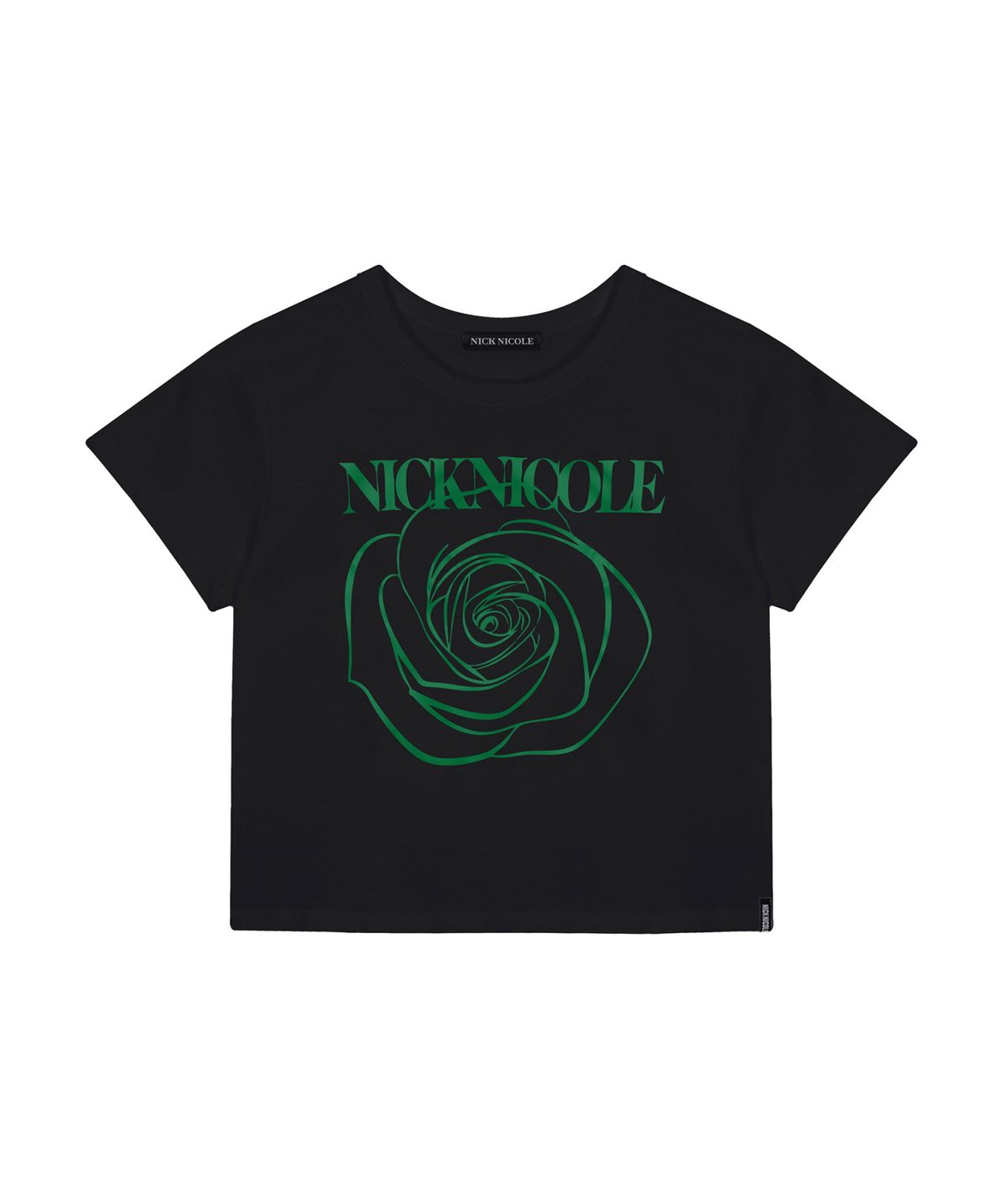 닉앤니콜(NICK&NICOLE) ROSE SIGNATURE CROP TOP_BLACK GREEN