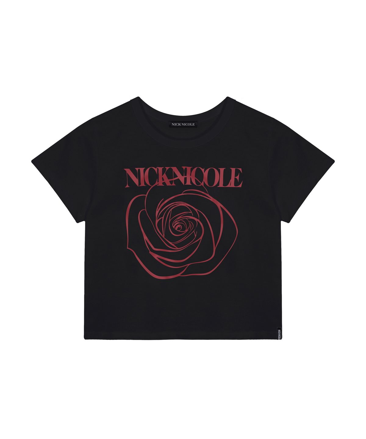 닉앤니콜(NICK&NICOLE) ROSE SIGNATURE CROP TOP_BLACK BURGUNDY