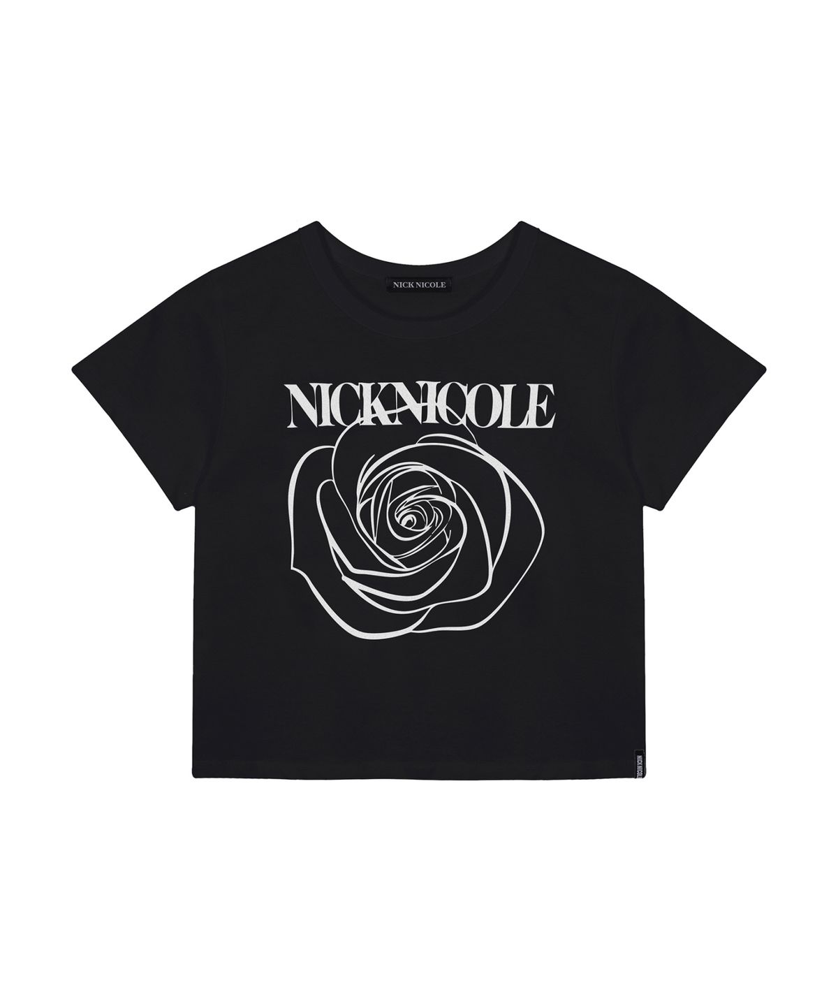 닉앤니콜(NICK&NICOLE) ROSE SIGNATURE CROP TOP_BLACK WHITE