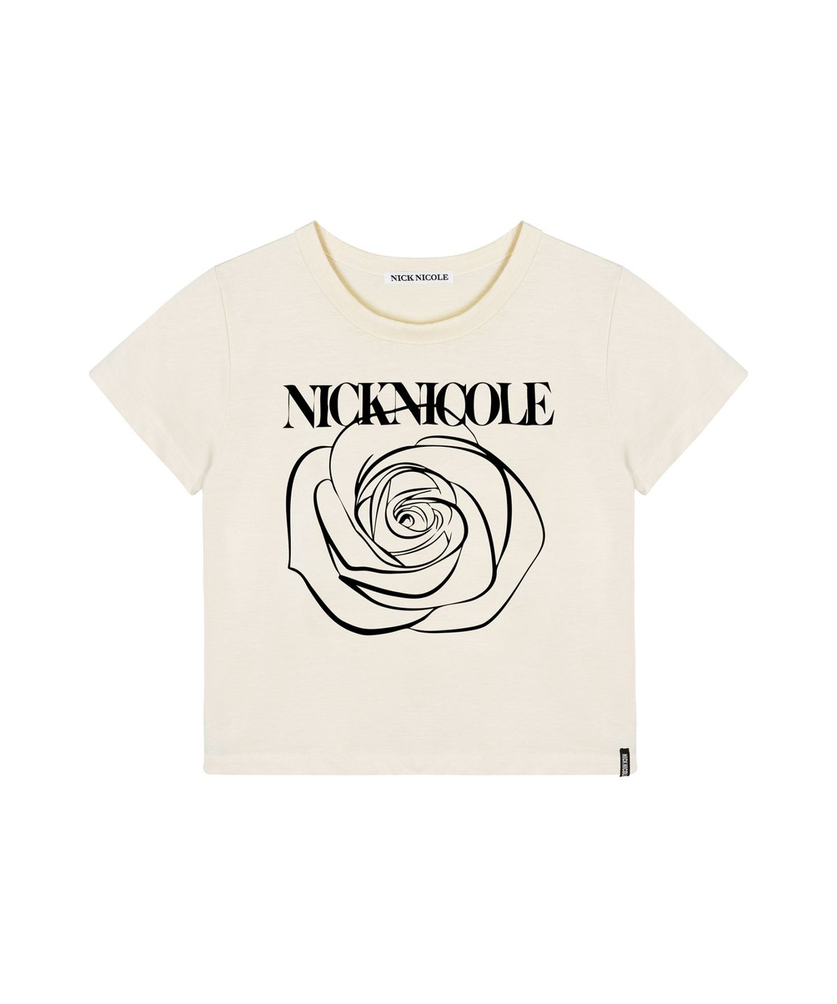 닉앤니콜(NICK&NICOLE) ROSE SIGNATURE CROP TOP_BEIGE BLACK