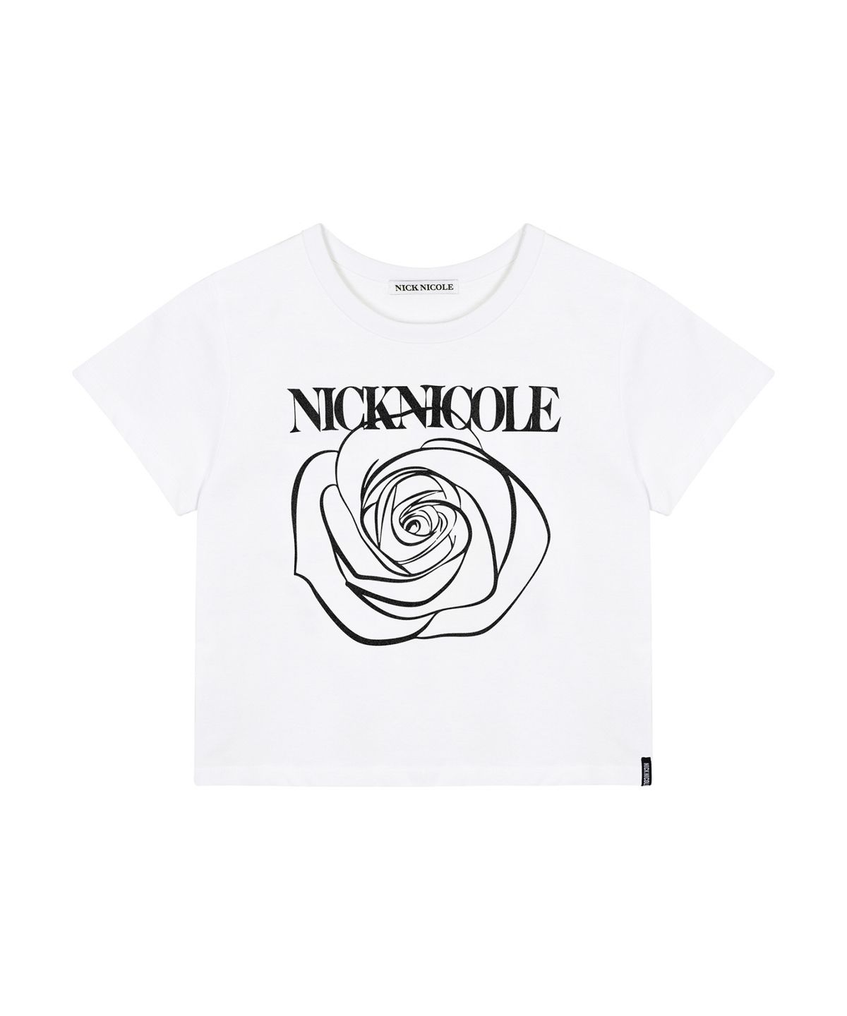 닉앤니콜(NICK&NICOLE) ROSE SIGNATURE CROP TOP_WHITE BLACK