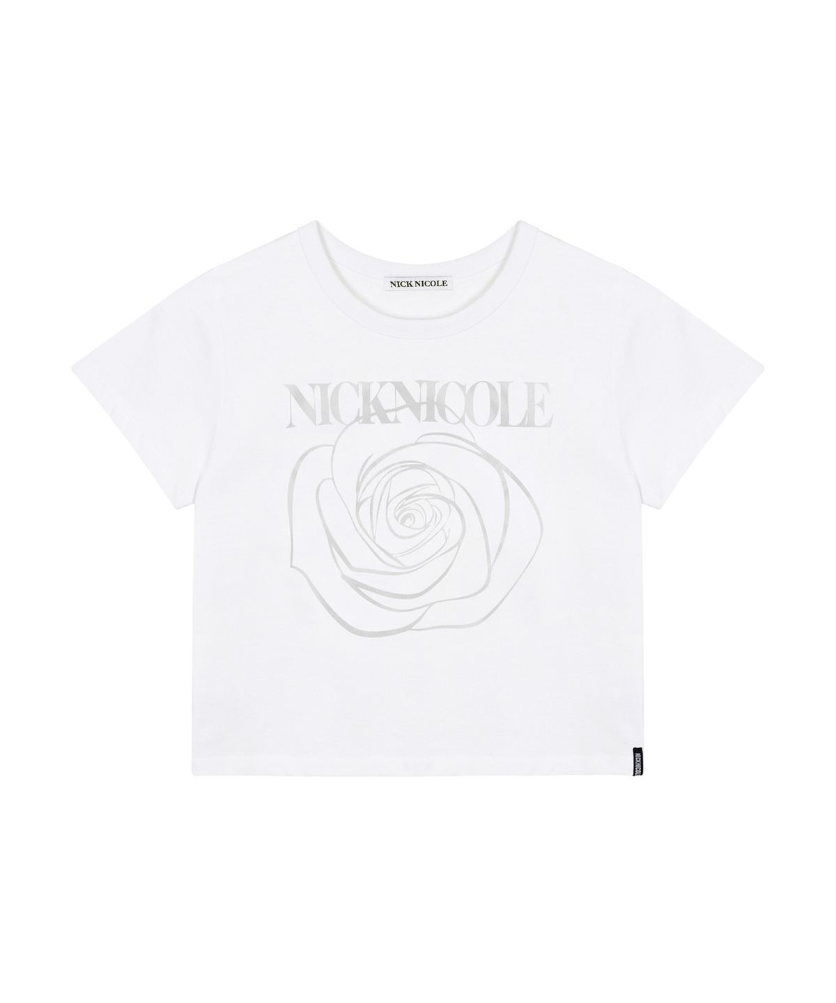 닉앤니콜(NICK&NICOLE) ROSE SIGNATURE CROP TOP_WHITE SILVER