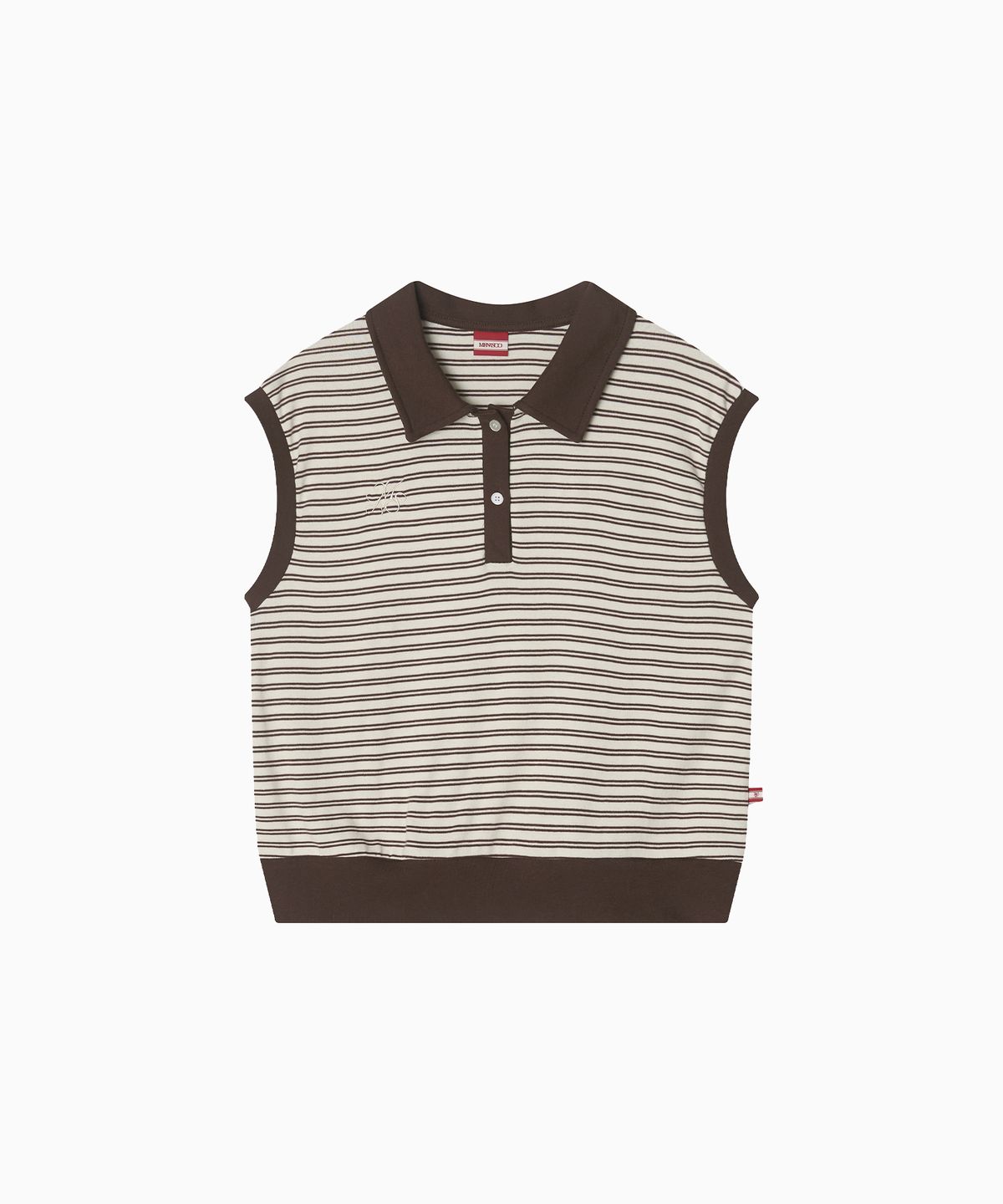 미나수(MENASOO) Color Combination Stripe Sleeveless_Brown