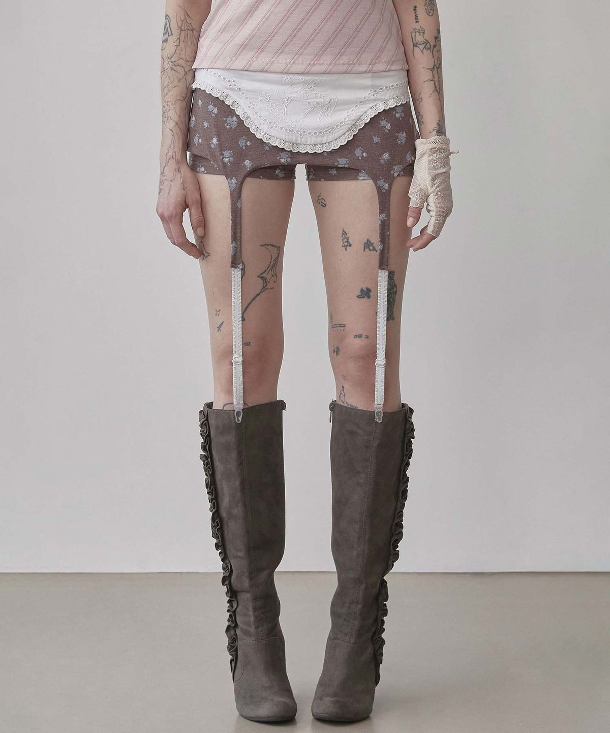 스컬프터(SCULPTOR) Cottage Garter Belt Skort Brown