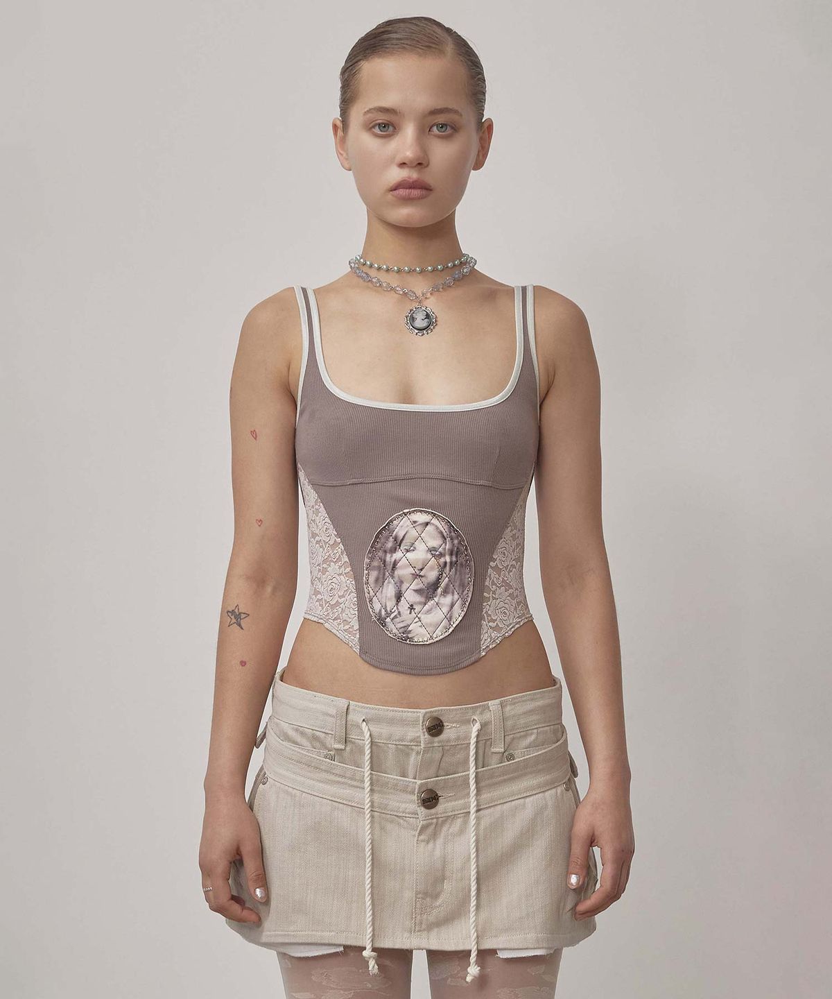 스컬프터(SCULPTOR) Beaded Maria Top Mocha