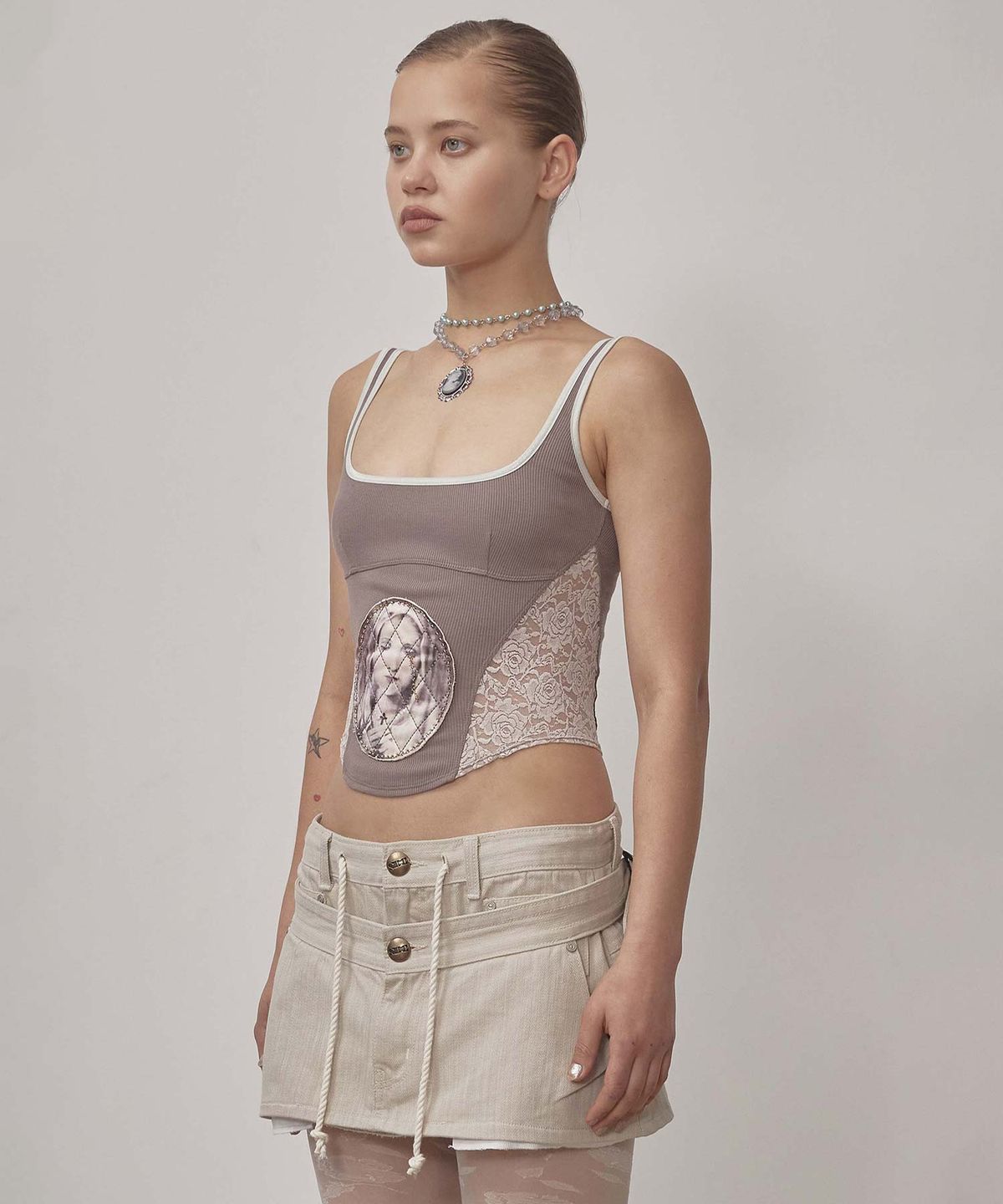 스컬프터(SCULPTOR) Beaded Maria Top Mocha