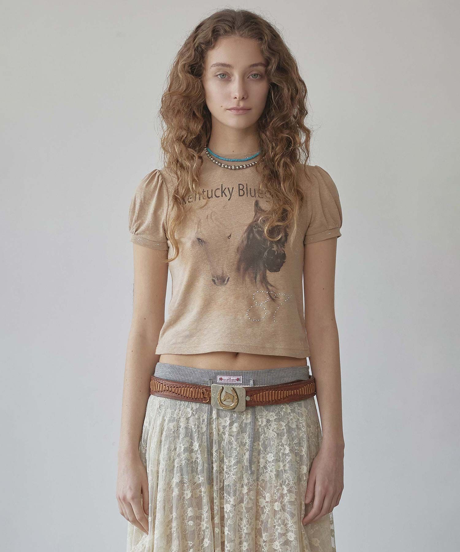Tシャツ・カットソー [SCULPTOR] Kentucky Stud Baby Tee Beige SC25S263BE MUSINSA | SCULPTOR Kentucky Stud Baby Tee Beige
