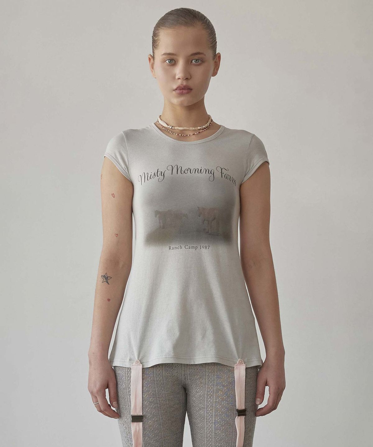 스컬프터(SCULPTOR) Ranch Lingerie Tee Misty Blue