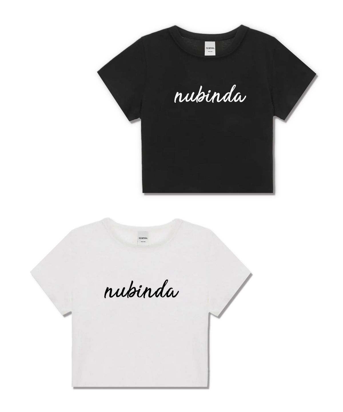 누빈다(NUBINDA) 누빈다 레터링 크롭 반팔티  [2color]