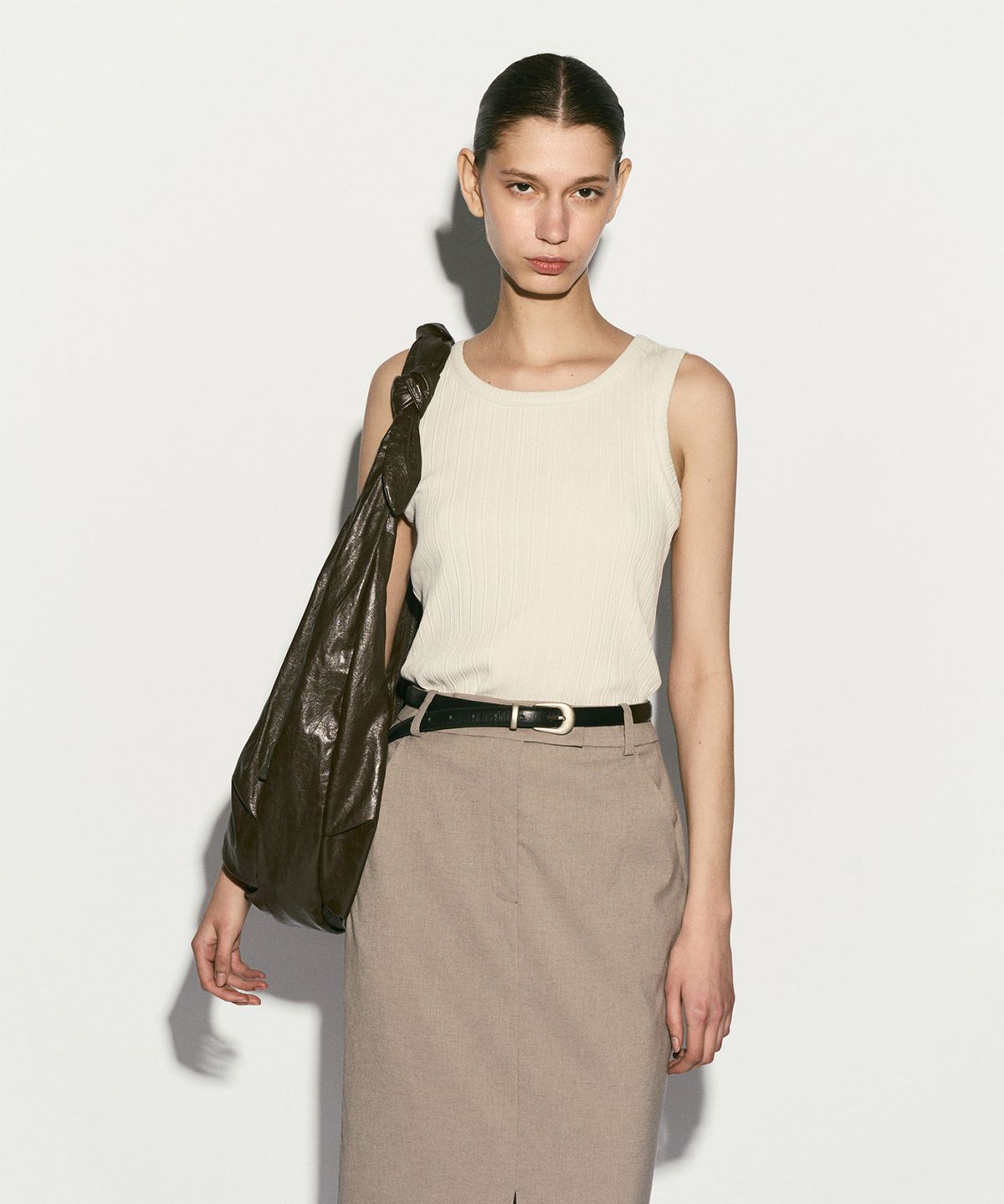 리이(RE RHEE) SLOUCHY HOBO BAG KHAKI BROWN