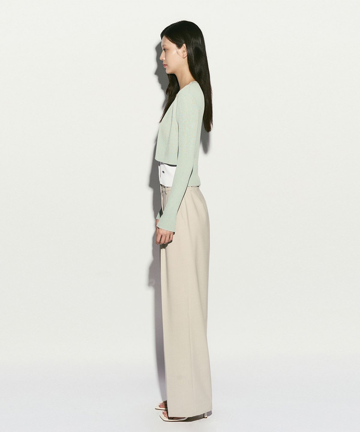 리이(RE RHEE) RIBBED ATTATCHED-LAYER TOP MINT