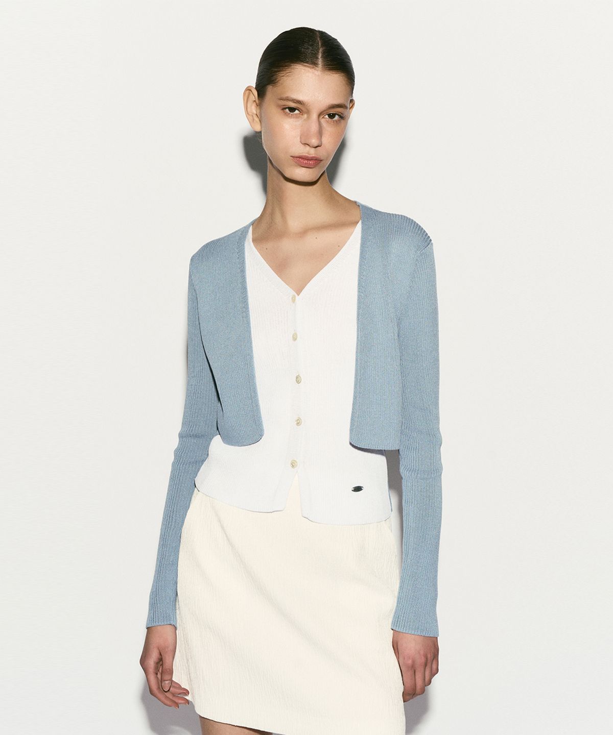 리이(RE RHEE) RIBBED ATTATCHED-LAYER TOP CLOUD
